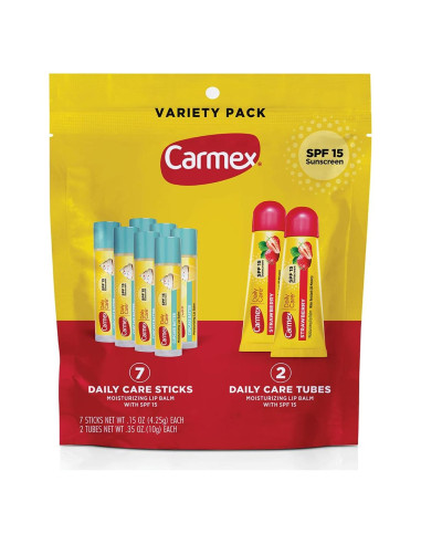 Bálsamo Labial Hidratante Carmex Daily Care SPF 15 - 9 Unidades