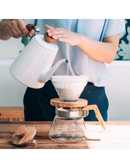 Servidor de Café Hario V60 600ml Madera de Olivo