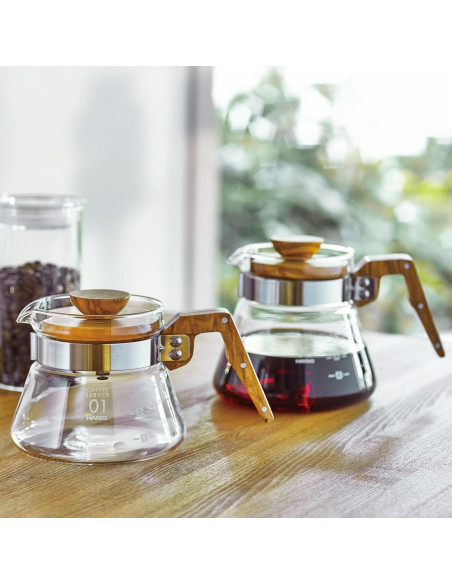 Servidor de Café Hario V60 600ml Madera de Olivo