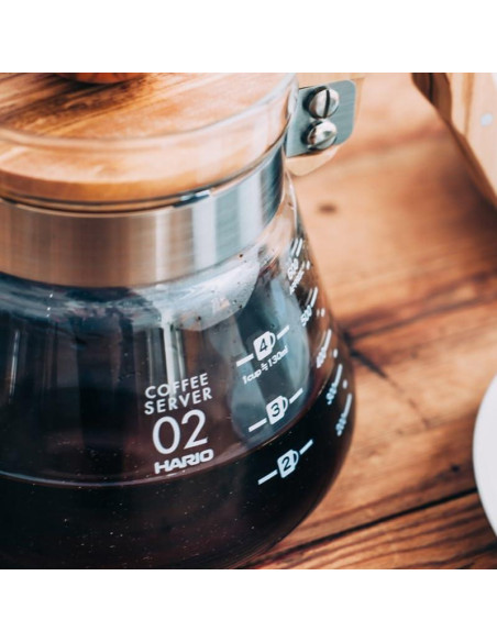 Servidor de Café Hario V60 600ml Madera de Olivo