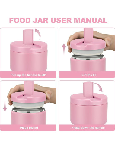 Termo de Comida LOHASOK 12 oz Rosa Claro Aislado Hermético