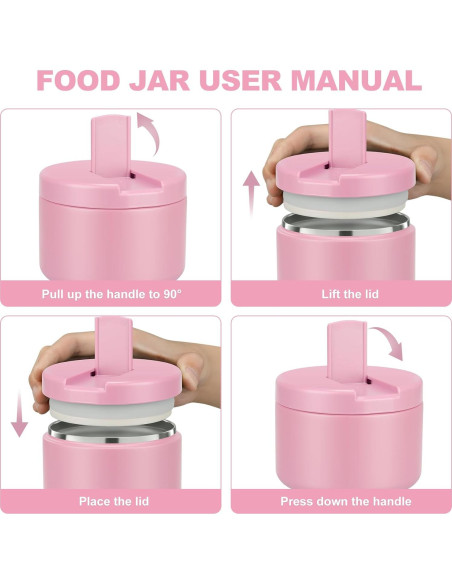 Termo de Comida LOHASOK 12 oz Rosa Claro Aislado Hermético