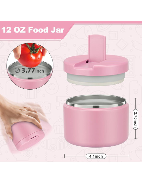 Termo de Comida LOHASOK 12 oz Rosa Claro Aislado Hermético