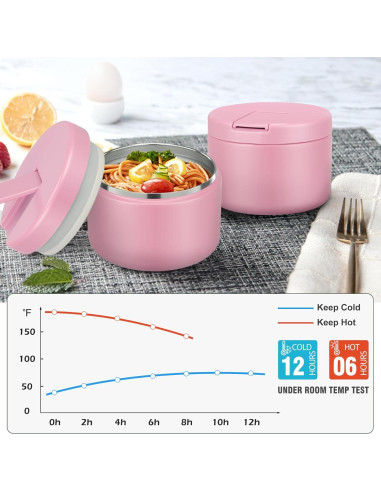 Termo de Comida LOHASOK 12 oz Rosa Claro Aislado Hermético