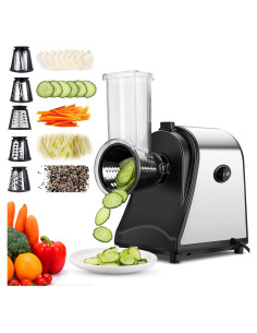 Rallador Eléctrico Homdox 250W 5 en 1 para Queso y Verduras