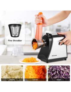 Rallador Eléctrico Homdox 250W 5 en 1 para Queso y Verduras 2