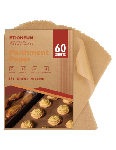 60 Hojas de Papel Pergamino ETIONFUN 30.48x40.64 cm Sin Blanquear