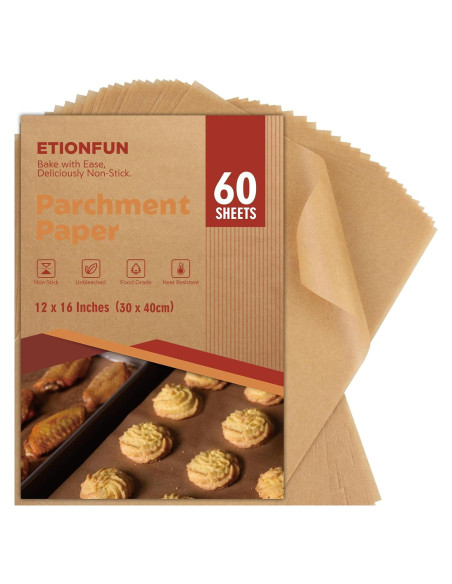 60 Hojas de Papel Pergamino ETIONFUN 30.48x40.64 cm Sin Blanquear