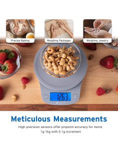 Balanza de Cocina Digital Etekcity 5kg Gris Precisa y Compacta 2