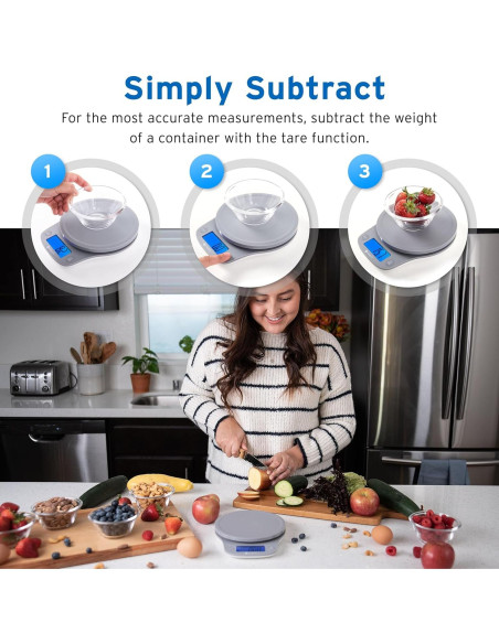 Balanza de Cocina Digital Etekcity 5kg Gris Precisa y Compacta