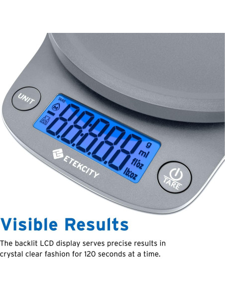 Balanza de Cocina Digital Etekcity 5kg Gris Precisa y Compacta