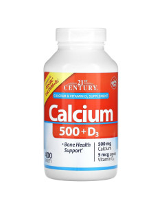Tabletas de Calcio 500 mg + D3 21st Century - 400 Conteos