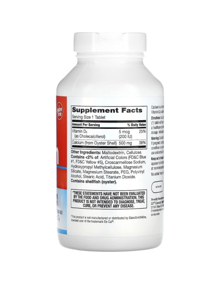 Tabletas de Calcio 500 mg + D3 21st Century - 400 Conteos