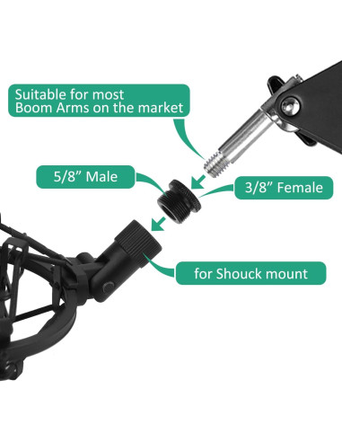 Adaptador de Metal 3/8 a 5/8 para Micrófono Blue Yeti - Rigych