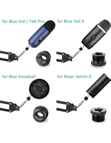 Adaptador de Metal 3/8 a 5/8 para Micrófono Blue Yeti - Rigych