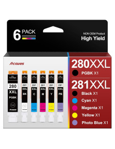 Cartuchos de Tinta Acaves 280 281 XXL 6 Paquete para Canon
