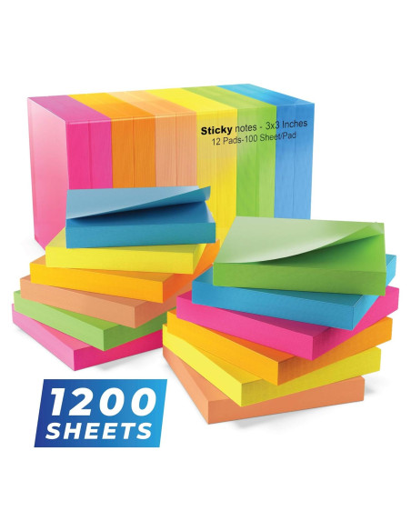 Notas Adhesivas Infiniko 7.62x7.62 cm - 12 Blocs de Colores