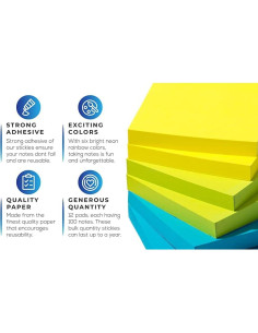 Notas Adhesivas Infiniko 7.62x7.62 cm - 12 Blocs de Colores 2