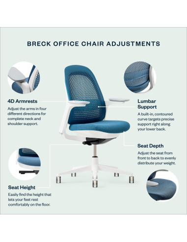 Silla de Oficina Ergonómica Haworth Breck con Soporte Lumbar Ajustable