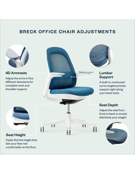 Silla de Oficina Ergonómica Haworth Breck con Soporte Lumbar Ajustable