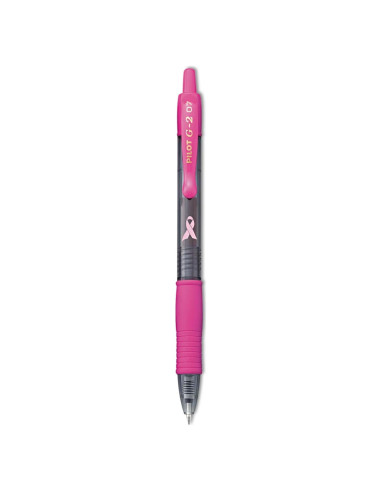 Bolígrafo de Gel Pilot G2 Premium Cinta Rosa, Tinta Negra, Paquete 12