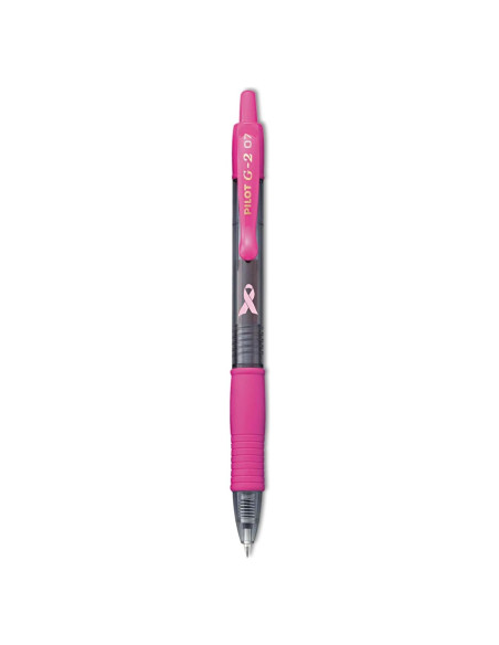 Bolígrafo de Gel Pilot G2 Premium Cinta Rosa, Tinta Negra, Paquete 12