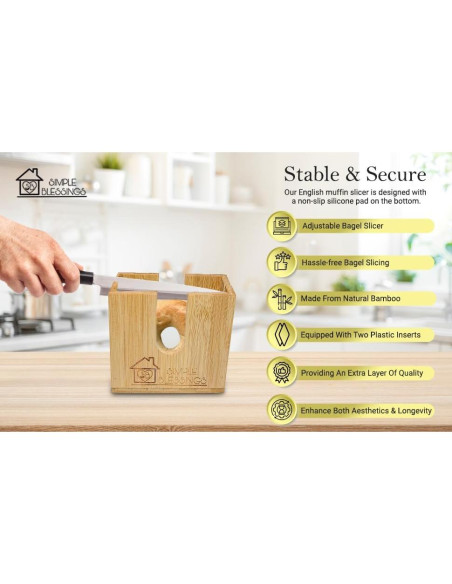 Cortador de Bagel Ajustable Bendiciones Simples de Bambú