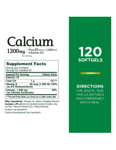 Carbonato de Calcio y Vitamina D Nature's Bounty 1200mg 120 Softgels 2