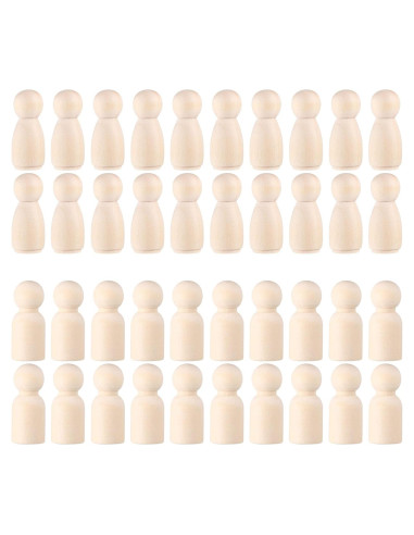 40 Figuras de Muñeca de Clavo de Madera NUOBESTY para Pintura DIY