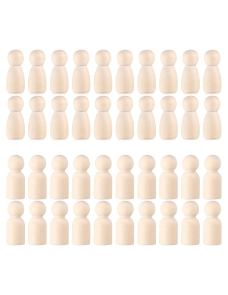 40 Figuras de Muñeca de Clavo de Madera NUOBESTY para Pintura DIY