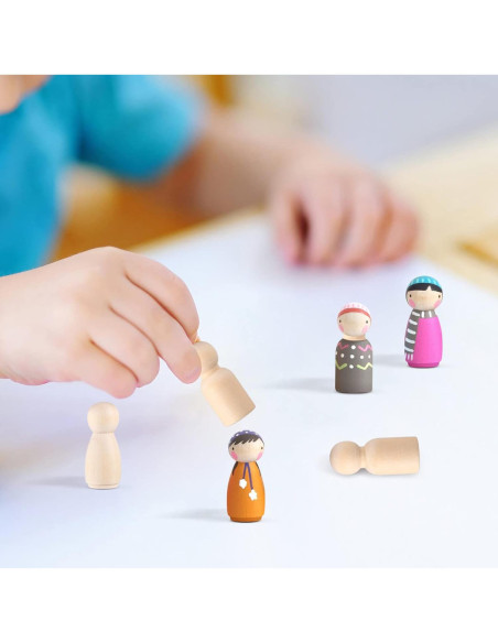 40 Figuras de Muñeca de Clavo de Madera NUOBESTY para Pintura DIY