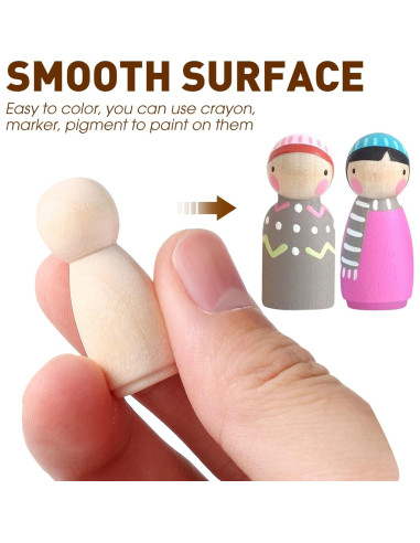 40 Figuras de Muñeca de Clavo de Madera NUOBESTY para Pintura DIY
