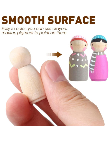 40 Figuras de Muñeca de Clavo de Madera NUOBESTY para Pintura DIY