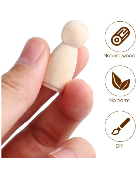40 Figuras de Muñeca de Clavo de Madera NUOBESTY para Pintura DIY