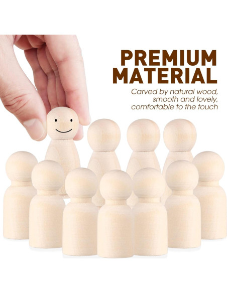 40 Figuras de Muñeca de Clavo de Madera NUOBESTY para Pintura DIY