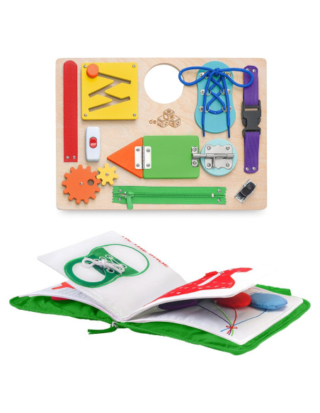 Tablero de Actividades de Madera deMoca + Libro Silencioso 1-3 Años