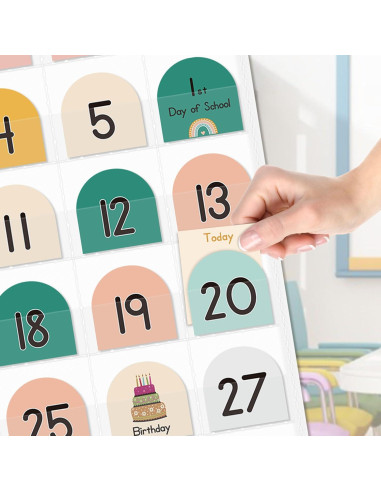 Calendario de Aula Boho EAMAY con 90 Tarjetas Educativas