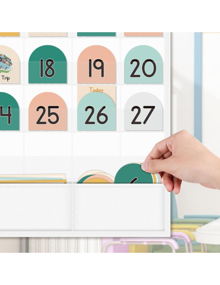 Calendario de Aula Boho EAMAY con 90 Tarjetas Educativas