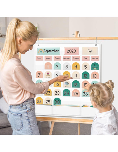 Calendario de Aula Boho EAMAY con 90 Tarjetas Educativas