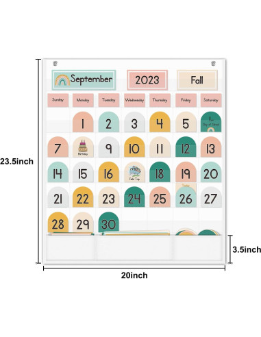 Calendario de Aula Boho EAMAY con 90 Tarjetas Educativas