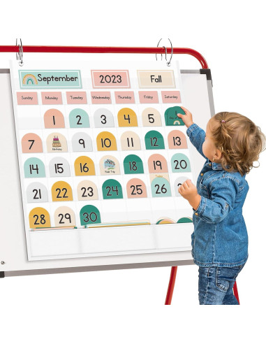 Calendario de Aula Boho EAMAY con 90 Tarjetas Educativas