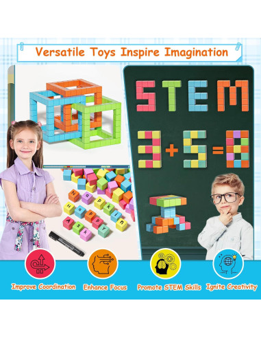 104PCS Bloques Magnéticos STEM - Juguetes Montessori para Niños 3 a 5 Años