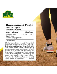 Suplemento de Hierro Orgánico Nature's Plus 18 mg - 30 Cápsulas Veganas 2