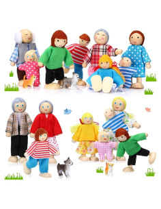 Conjunto de Muñecas de Madera Skylety 20 Piezas para Jugar