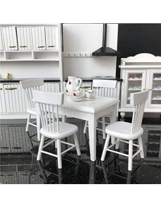 Juego de Mesa y Sillas Miniatura Cutemini 1:12 Madera 5 Piezas 2