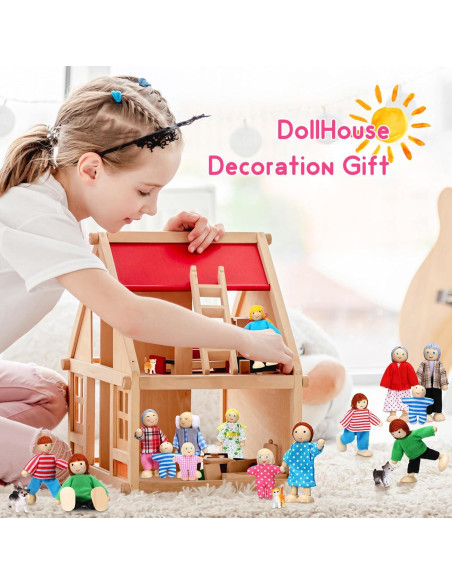 Conjunto de Muñecas de Madera Skylety 20 Piezas para Jugar Conjunto de Muñecas de Madera Skylety 20 Piezas para Jugar