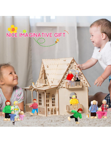 Conjunto de Muñecas de Madera Skylety 20 Piezas para Jugar