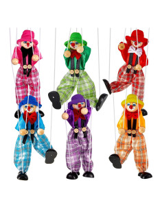 Marionetas de Cuerda de Madera Meooeck - 6 Colores Payaso