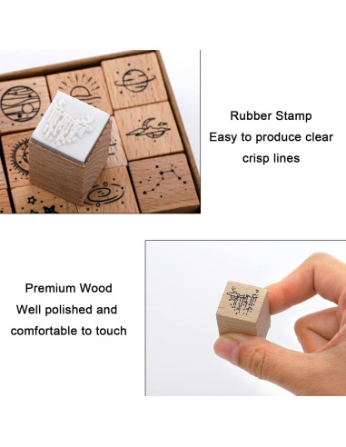 Set de 32 Sellos de Goma de Madera Hacaroa para Manualidades