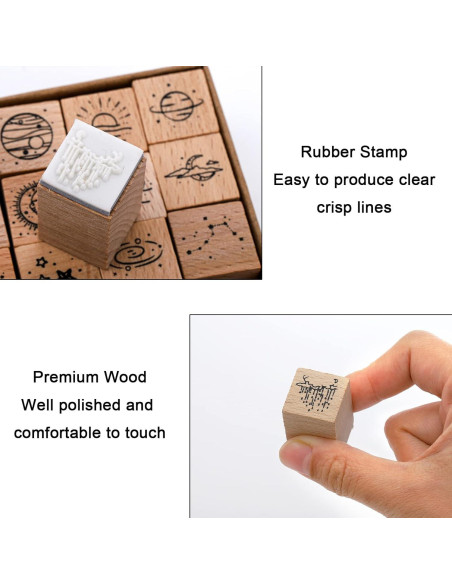 Set de 32 Sellos de Goma de Madera Hacaroa para Manualidades Set de 32 Sellos de Goma de Madera Hacaroa para Manualidades